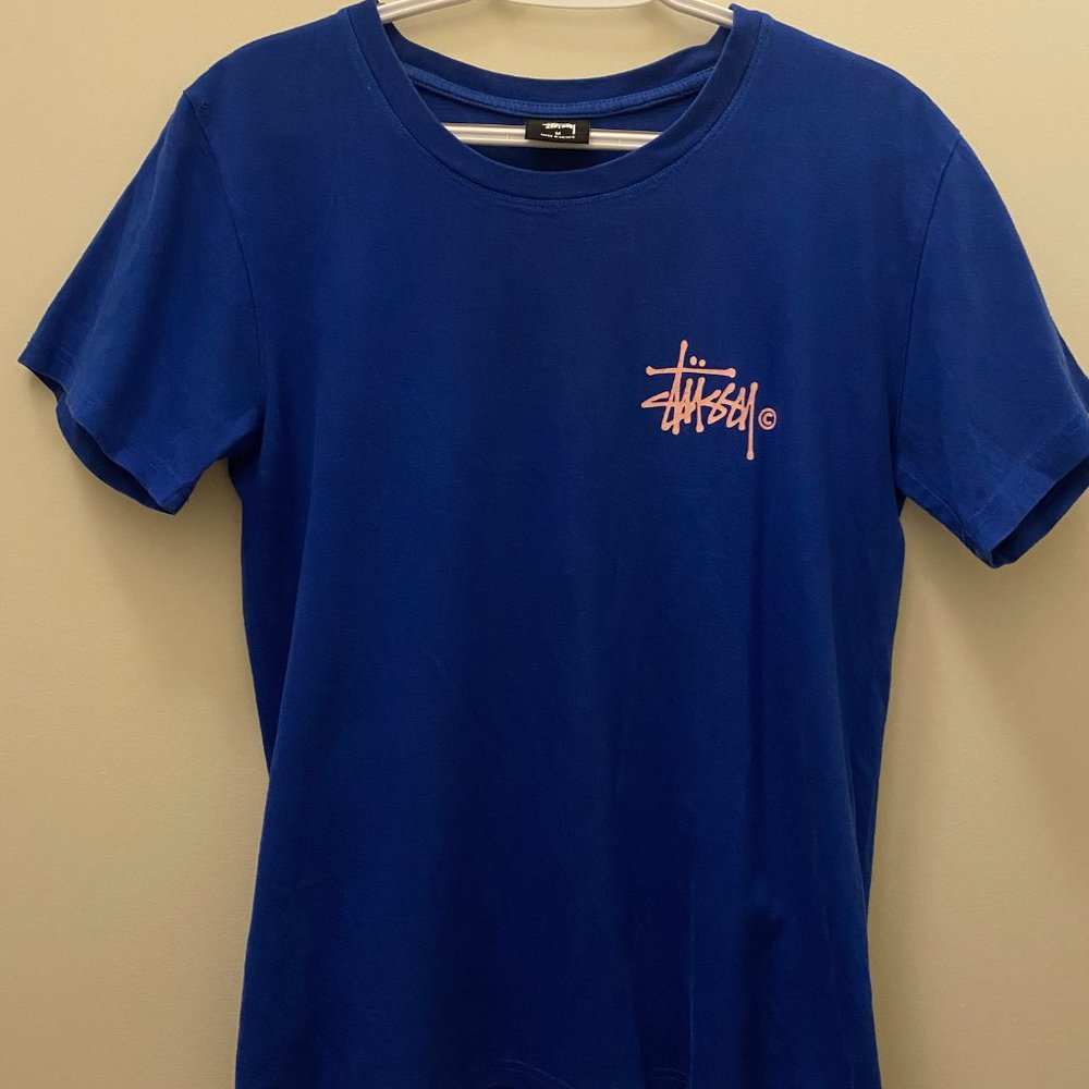 >>> Vintage y2k Stüssy Blue Print T-Shirt. - Picture 1 of 2
